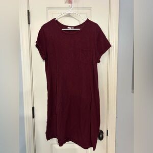 Casual Burgundy T-Shirt Dress